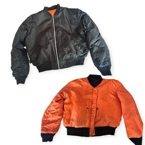 KNOX ARMORY Vintage Ma-1 Bomber Jacket Reversible Black Orange Size XL